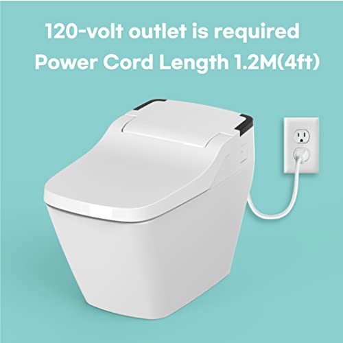 Evora Smart Bidet Toilet, One Piece Integrated Toilet with bidet built-in, Auto Open/Close Lid, Auto Dual Flush, LED Light, Heated Seat, Made in Korea - Elongated