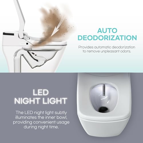 Evora Smart Bidet Toilet, One Piece Integrated Toilet with bidet built-in, Auto Open/Close Lid, Auto Dual Flush, LED Light, Heated Seat, Made in Korea - Elongated