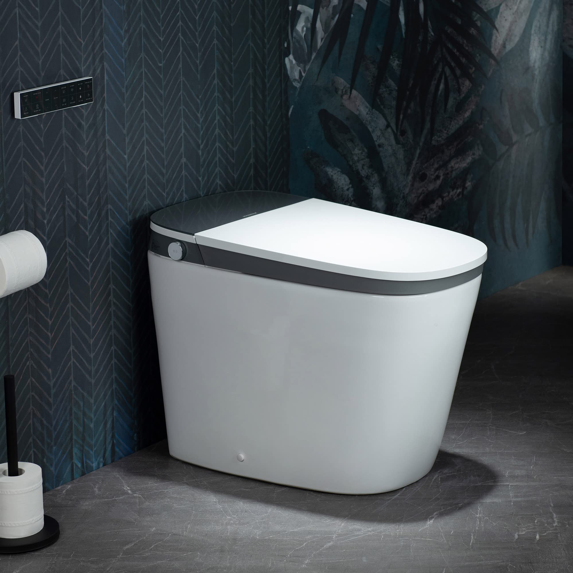 Evora Smart Bidet Toilet with 1.28 GPF Dua Flush Auto Open & Close, Auto Flush,Foot Sensor Flush,1000 Gram MaP Flushing Score,LED Display, Chair Height Design and Cleaning Foam Dispenser