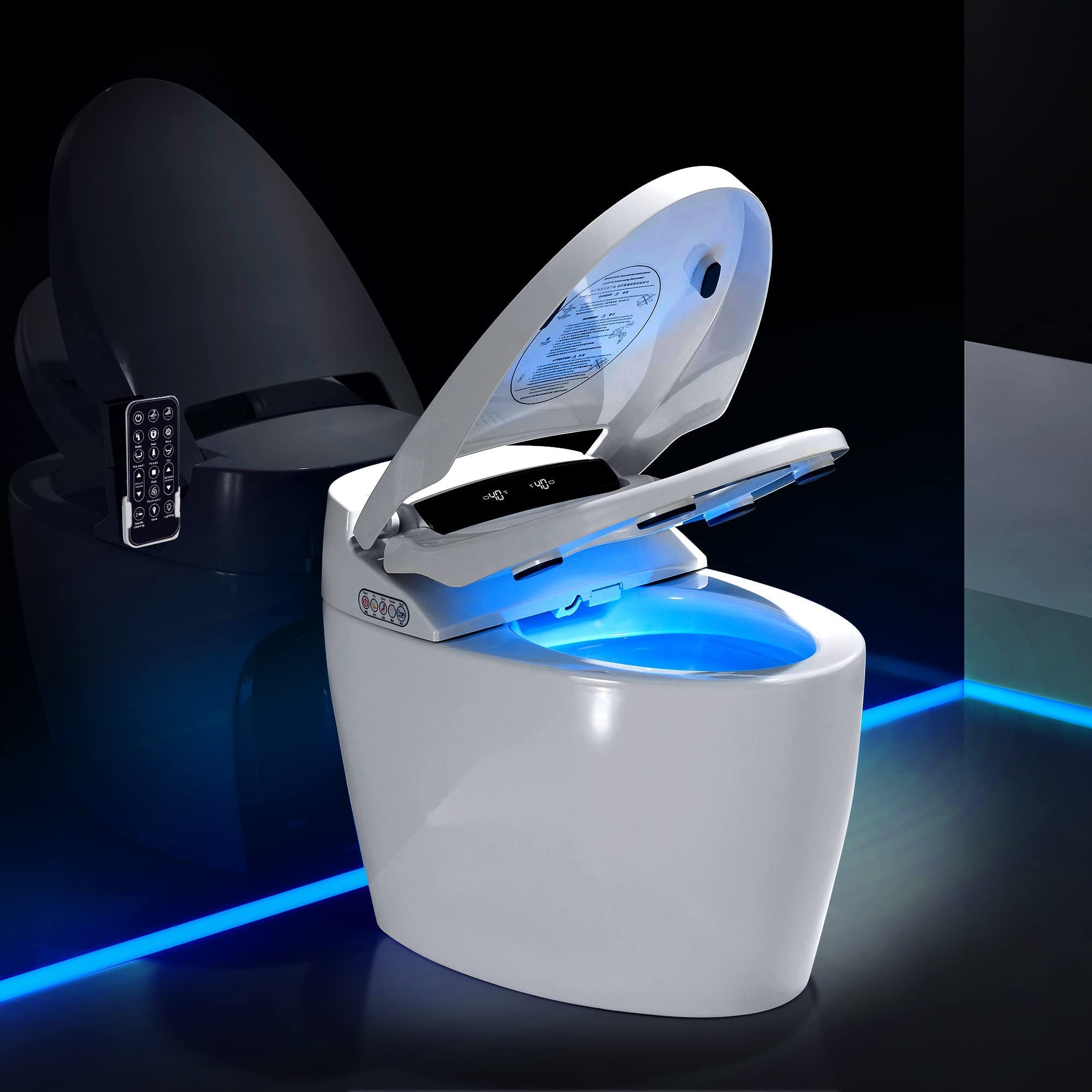 Evora Smart Toilet, One Piece Bidet Toilet for Bathrooms, Toilet with Warm Water Sprayer & Dryer, Foot Sensor Operation, Heated Bidet Seat, Auto Smart Toilet with LED Display